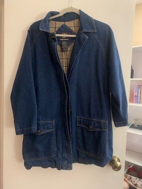 Faded glory Jeans Blue Denim Jacket with Plaid Lining